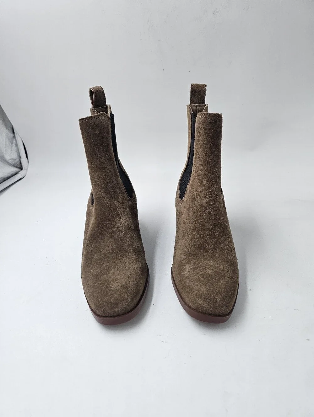 Steve Madden Rhiannon Cognac Suede Chelsea Boots Women's 6.5 NWOB Block Heel